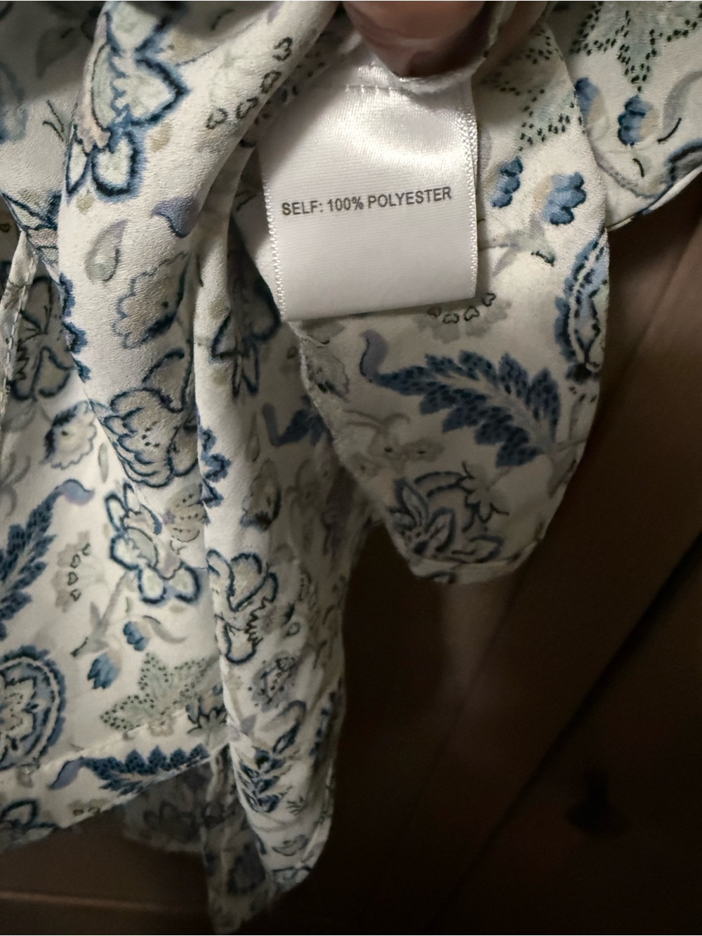 Rose & Olive Cream and Blue Floral Short Sleeve Button-Front Shirt - Picture 4 of 4